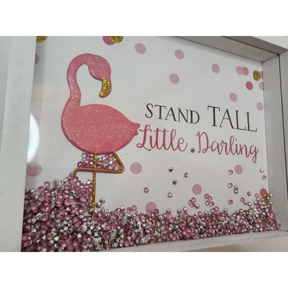 Stand Tall Little Darling Flamingo Shadow Box Wall Art